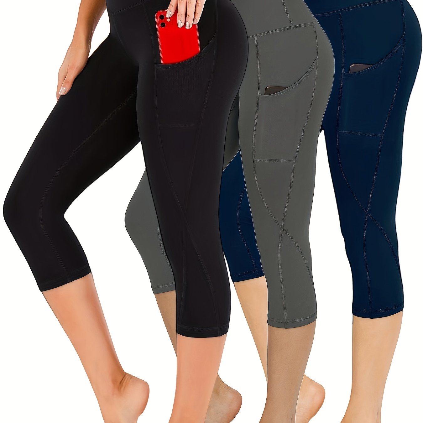 3-pack Women's High-waist Tummy Control Non-see-through Yoga Pants Workout Running Leggings