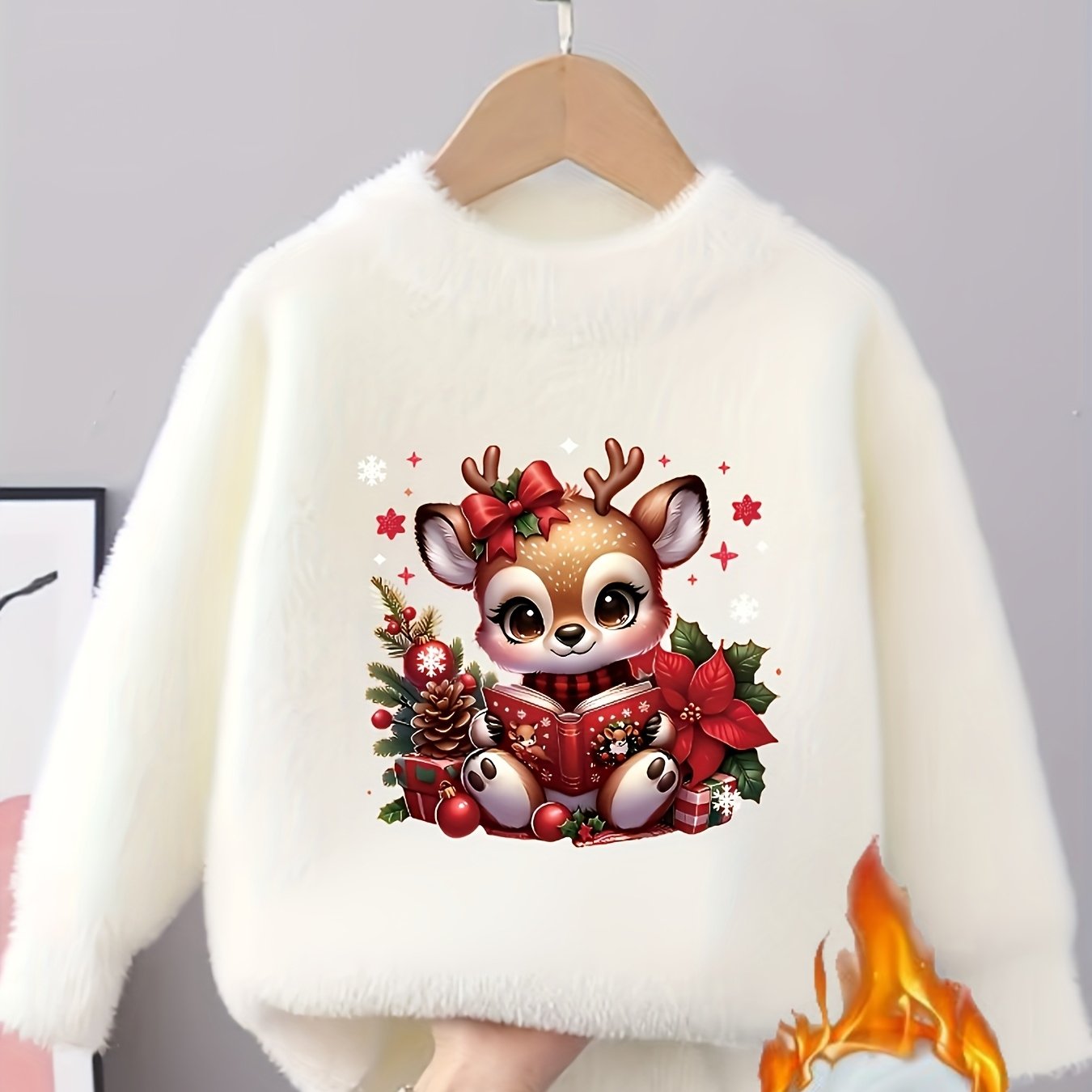 Image of Sweater 2025 Autumn Winter Unisex Cartoon Christmas Plush Mink Mid-to-large Size Pullover Knit