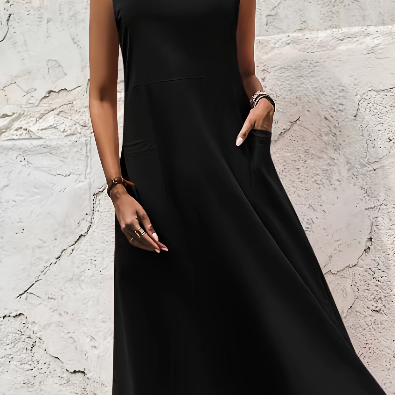 summer sleeveless long dress with pockets fashion casual loose dresses womens plus clothing
