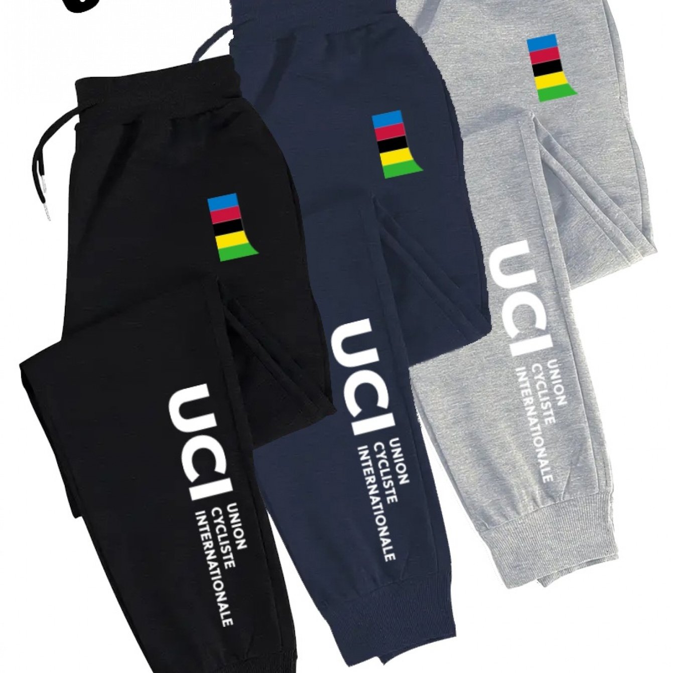 TEMU Un set di tre pantaloni sportivi casual da con coulisse, motivi stampati, realizzati in tessuto a maglia 100% poliestere, elasticizzati, adatti