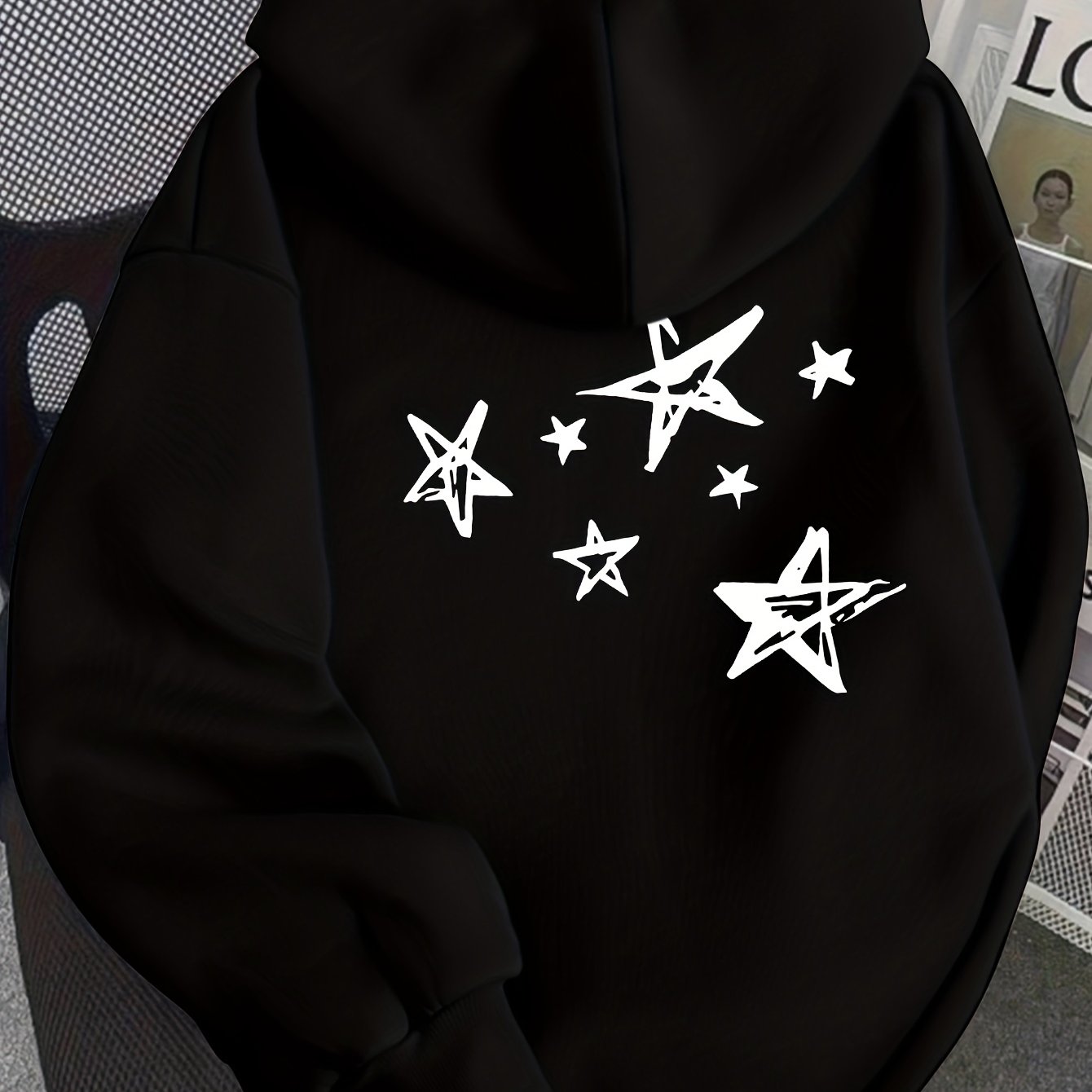 TEMU D92 - Women's Hooded Sweatshirt, Trendy Pattern Print, Beautiful Fashionable Loose-fit Autumn/winter New Versatile Casual Swear, Women's