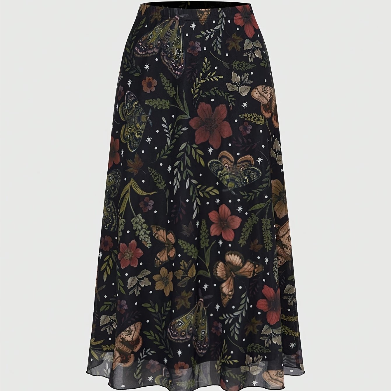 TEMU Women's Dark Gothic Style Printed A-line Punk Half Skirt