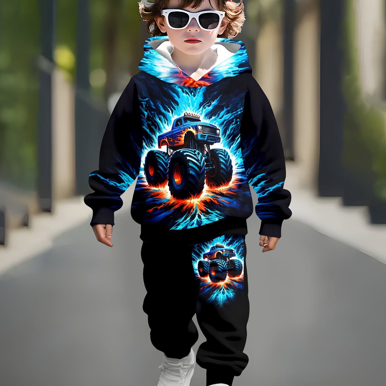 3d Printing Leisure Pullover Spring And Autumn Long-sleeved Sweatshirt, Boy Outdoor Pullover Hoodie Suit, For Outdoor