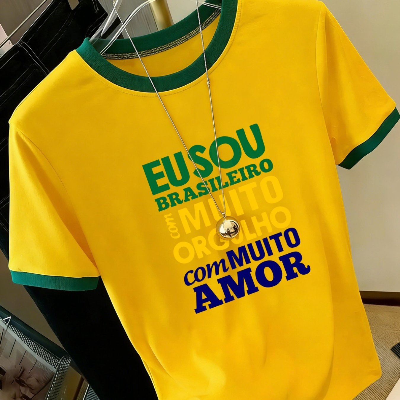 TEMU Maglietta da donna con stampa patriottica che e amore. Maglia casual da con stampa a , , maniche corte e design a blocchi di , adatta per taglia