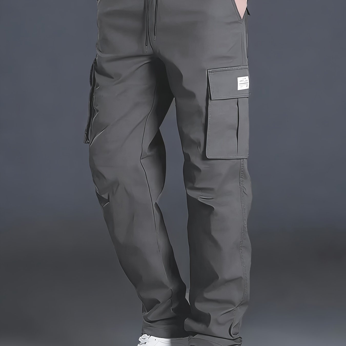 TEMU Men's Casual Pants, Multi-, Flat-front, Elastic Waist With Drawstring, Suitable For Daily , Outdoor Workwear, And Other Athletic Long Pants