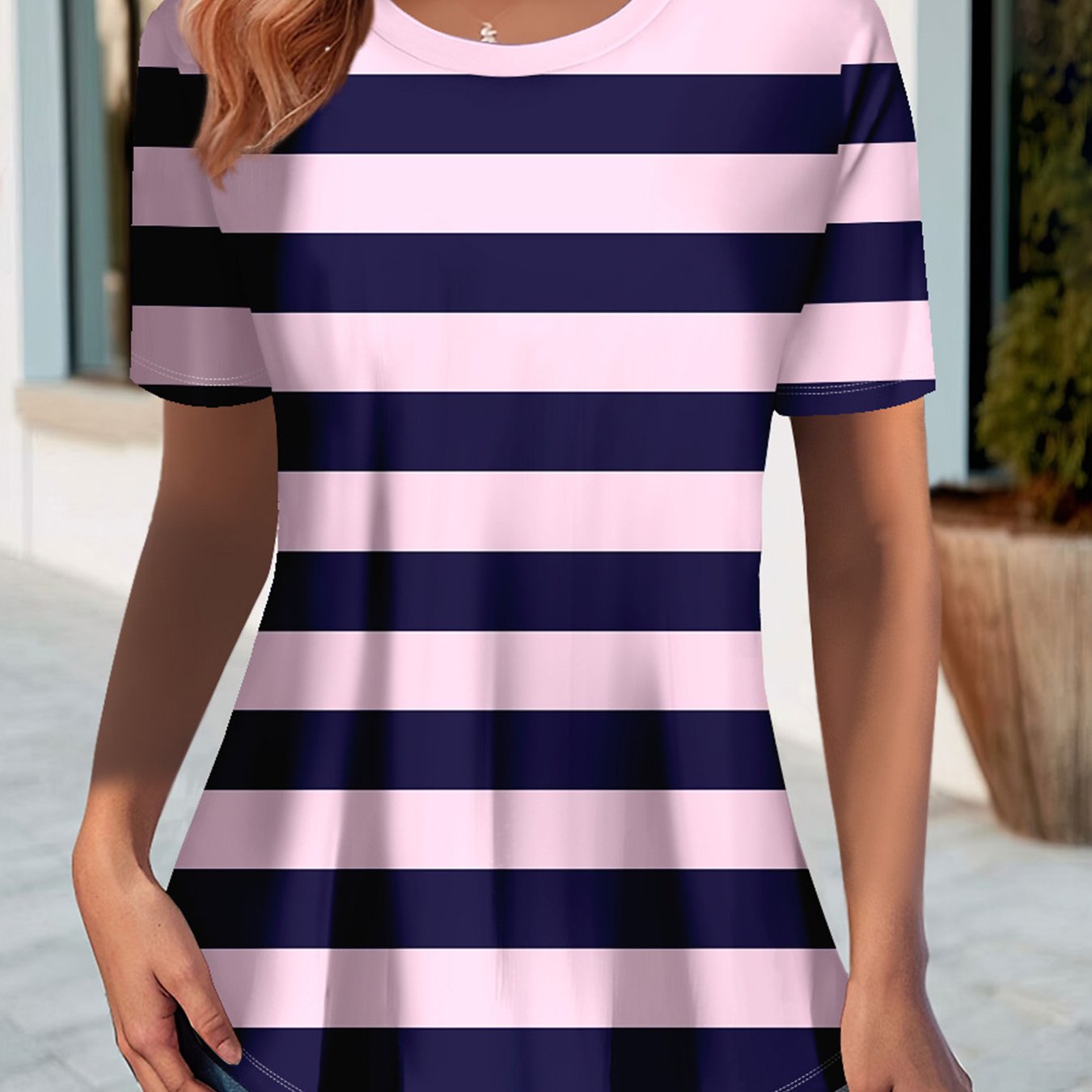 E-shop Western Fashion Damen Rundhals Kurzarm T-Shirt - 996