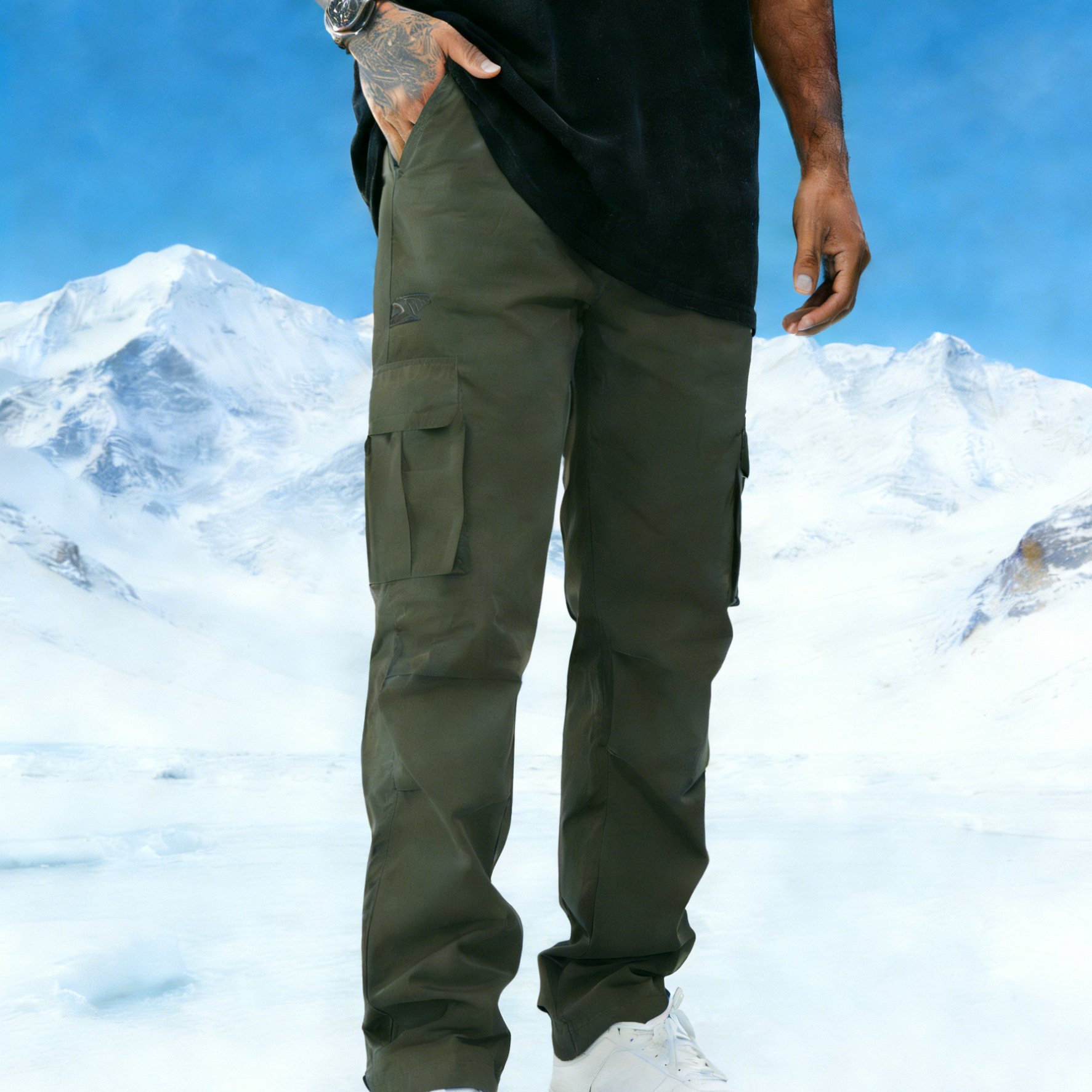 Image of Men's Fashion Warm Sweatpants. Outdoor Casual Sports Fitness Autumn Winter Cargo Pants