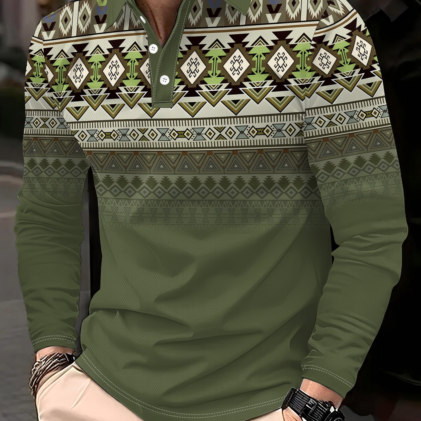 TEMU [printed Design - Not Textured / 2d Printing] Shirt, Men's Fashion Easy Casual Breathable Long Sleeve Top, Plus Size