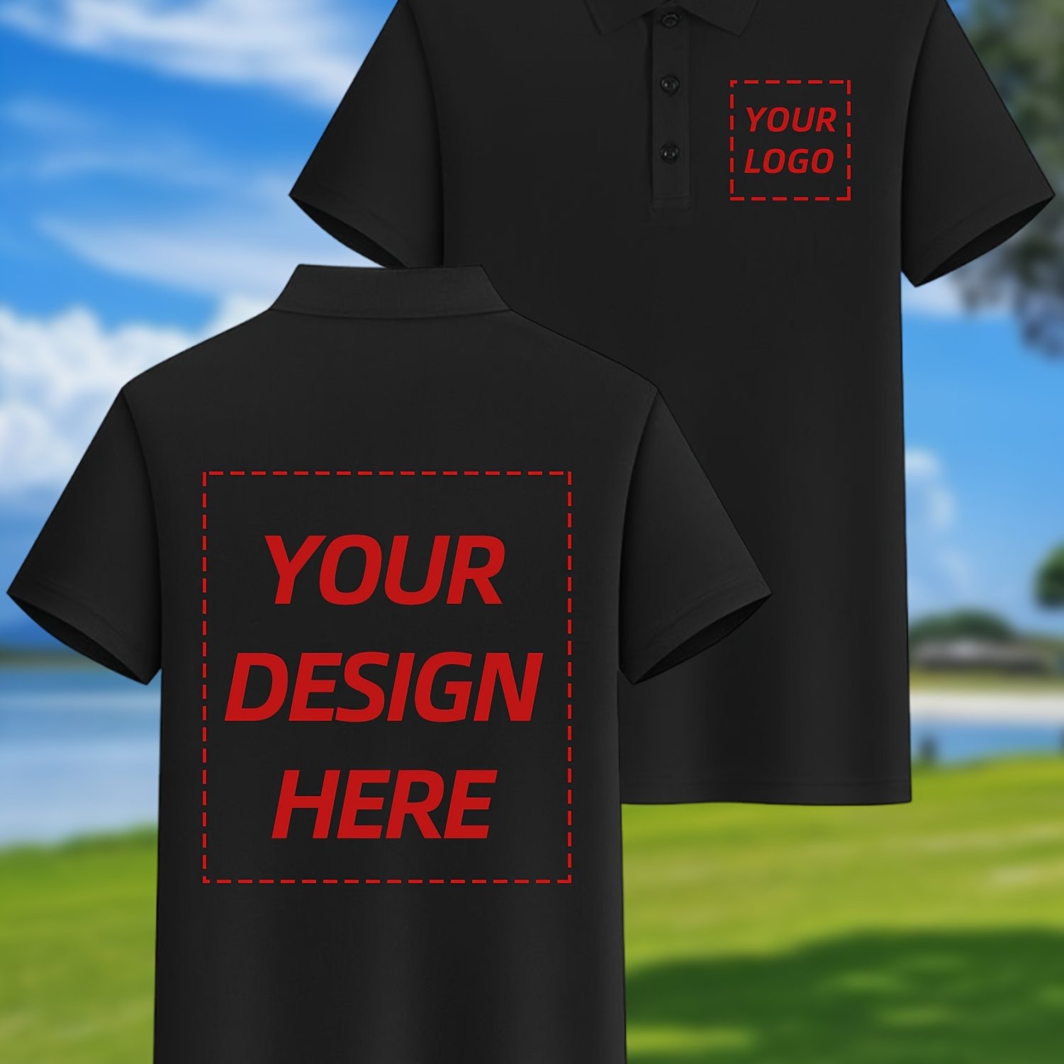 TEMU [custom Item] Custom Shirt, Men's Casual Collared Short Sleeve T-shirt, Personalized Logo Print, Easter/mother's Day/father's Day/work