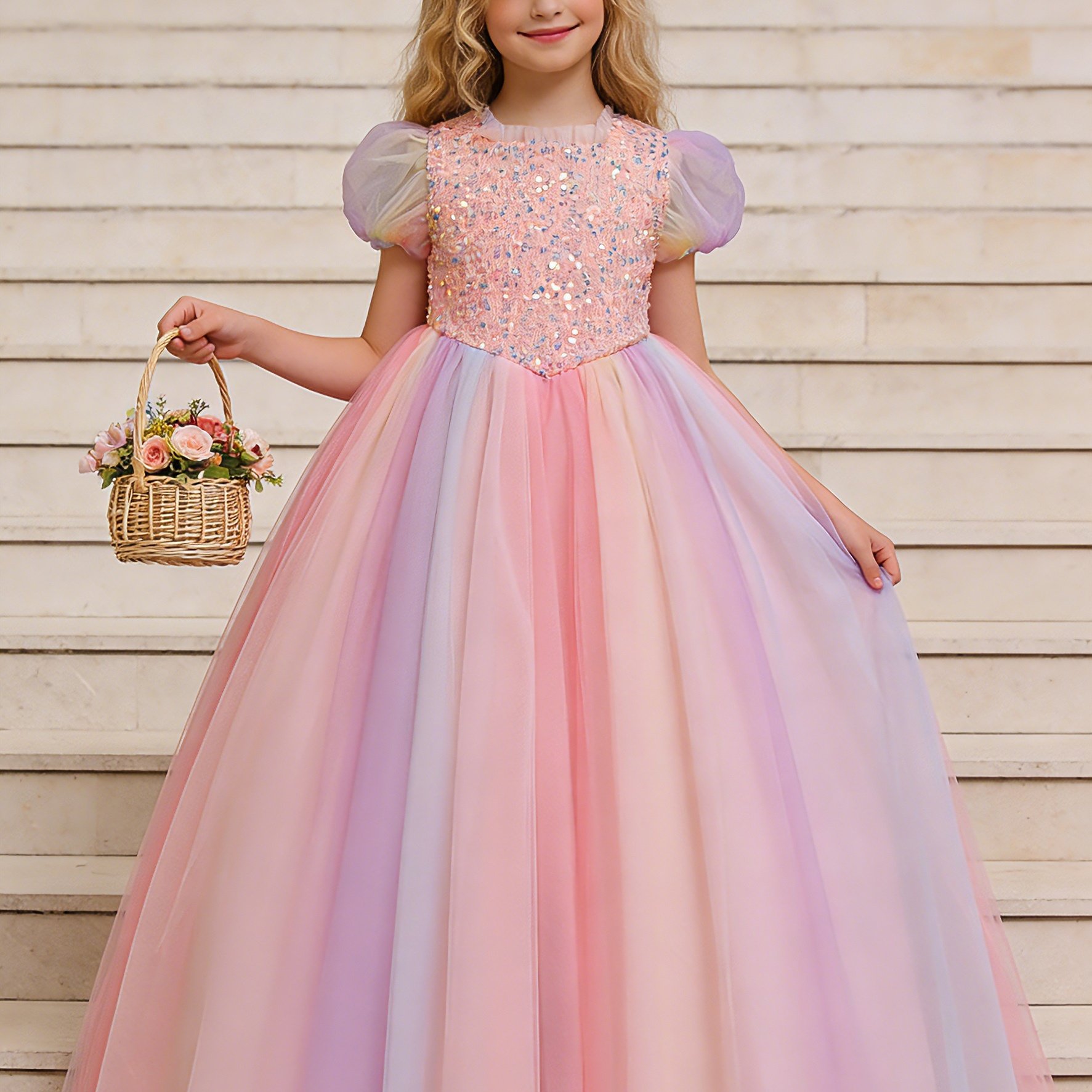 Image of New Christmas ' Baby Birthday Piano Performance Puffy Tulle Children's Gown Princess Dress