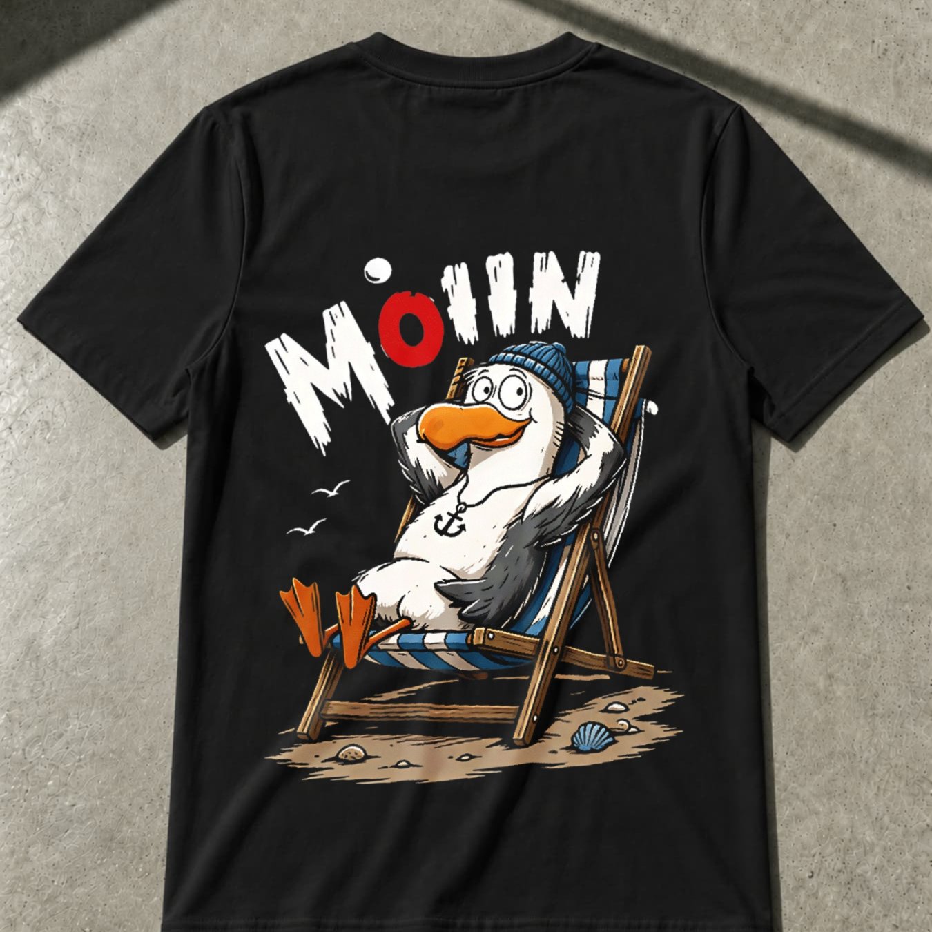Image of Moin Seagull Anchor Maritime Men's Back Print T-shirt Unisex Tee
