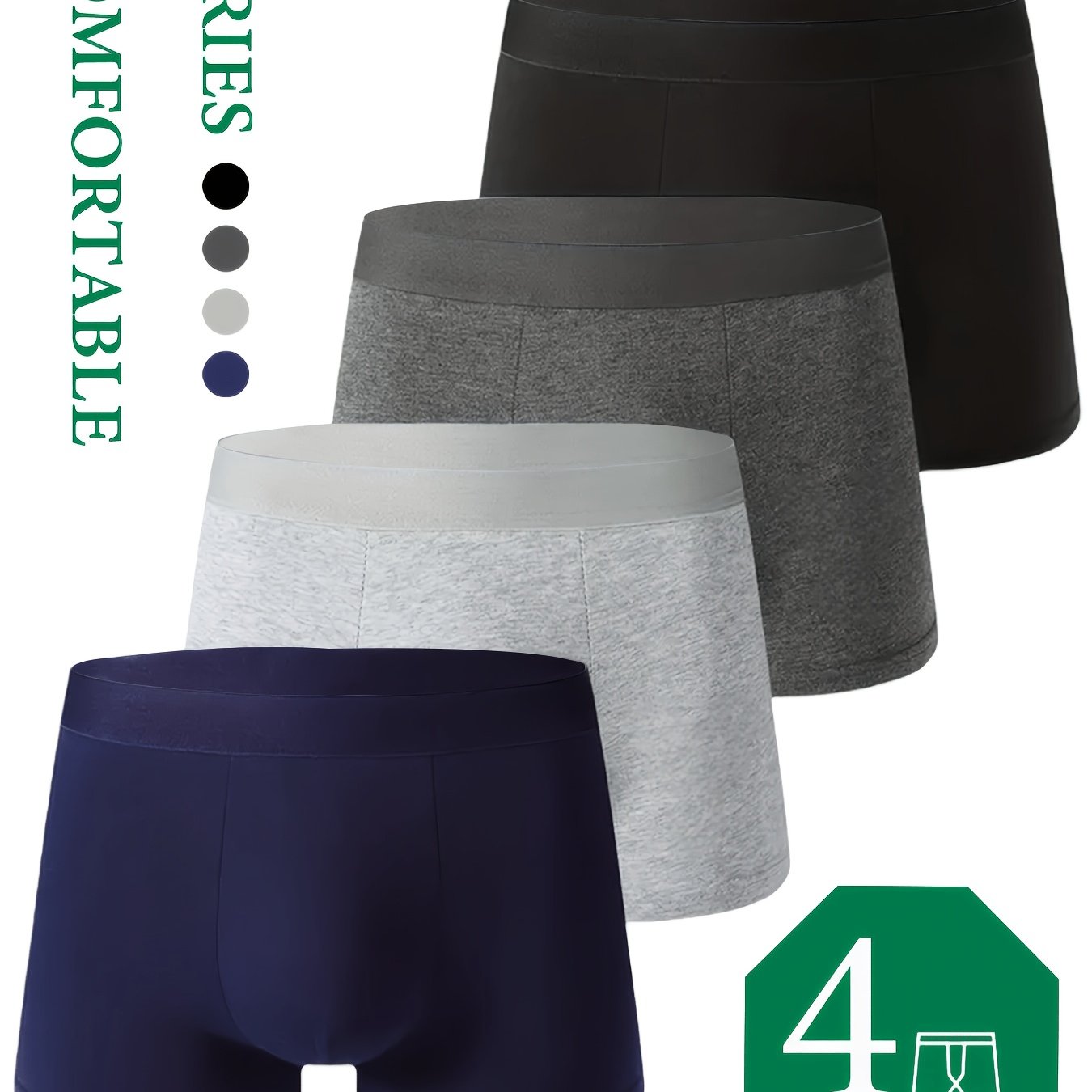 TEMU 4pcs Set Men's Matching Solid Color Briefs, Comfortable Easy Breathable, Light Luxury Seamless Thin, Suitable For Home Casual Wear Men's Briefs