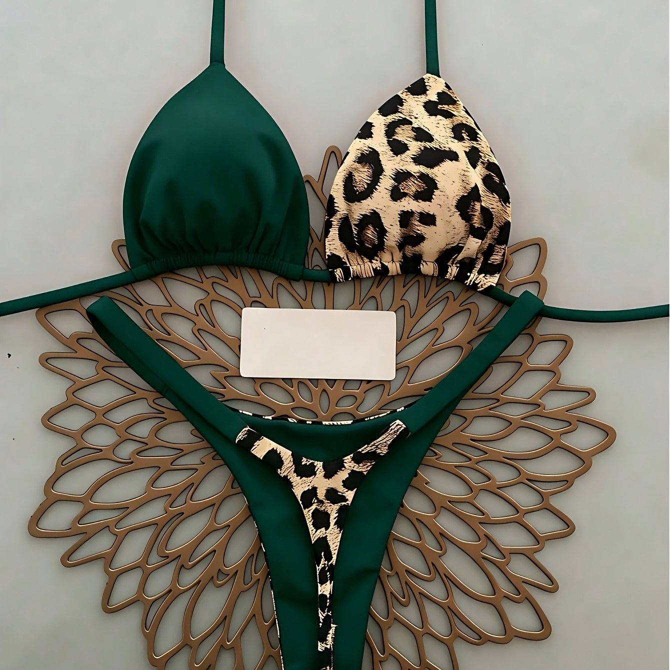 TEMU Sexy Leopard Print Split Swimsuit Premium Bikini Set