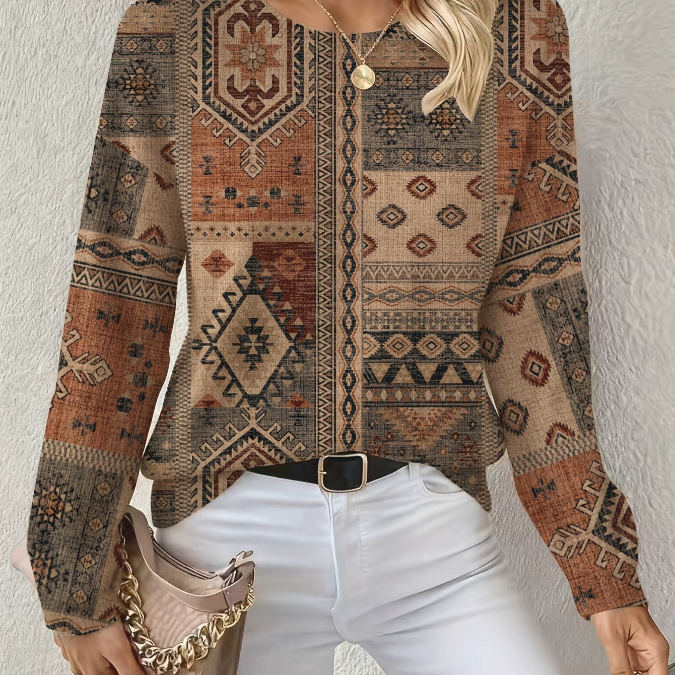 TEMU Printed Women's Crewneck Sweater Asd1, Loose Fit Suitable For Most Body Types, Soft And -friendly, Great For Office, Streetwear, Home, ,