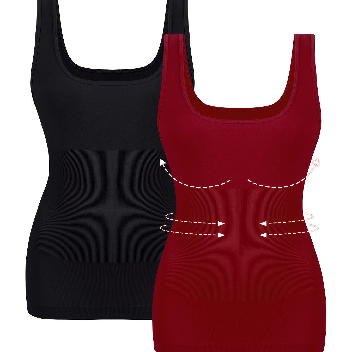 2pcs Women's Tummy Control Vest, Comfortable Seamless Waist Trainer Shapewear Tank Top