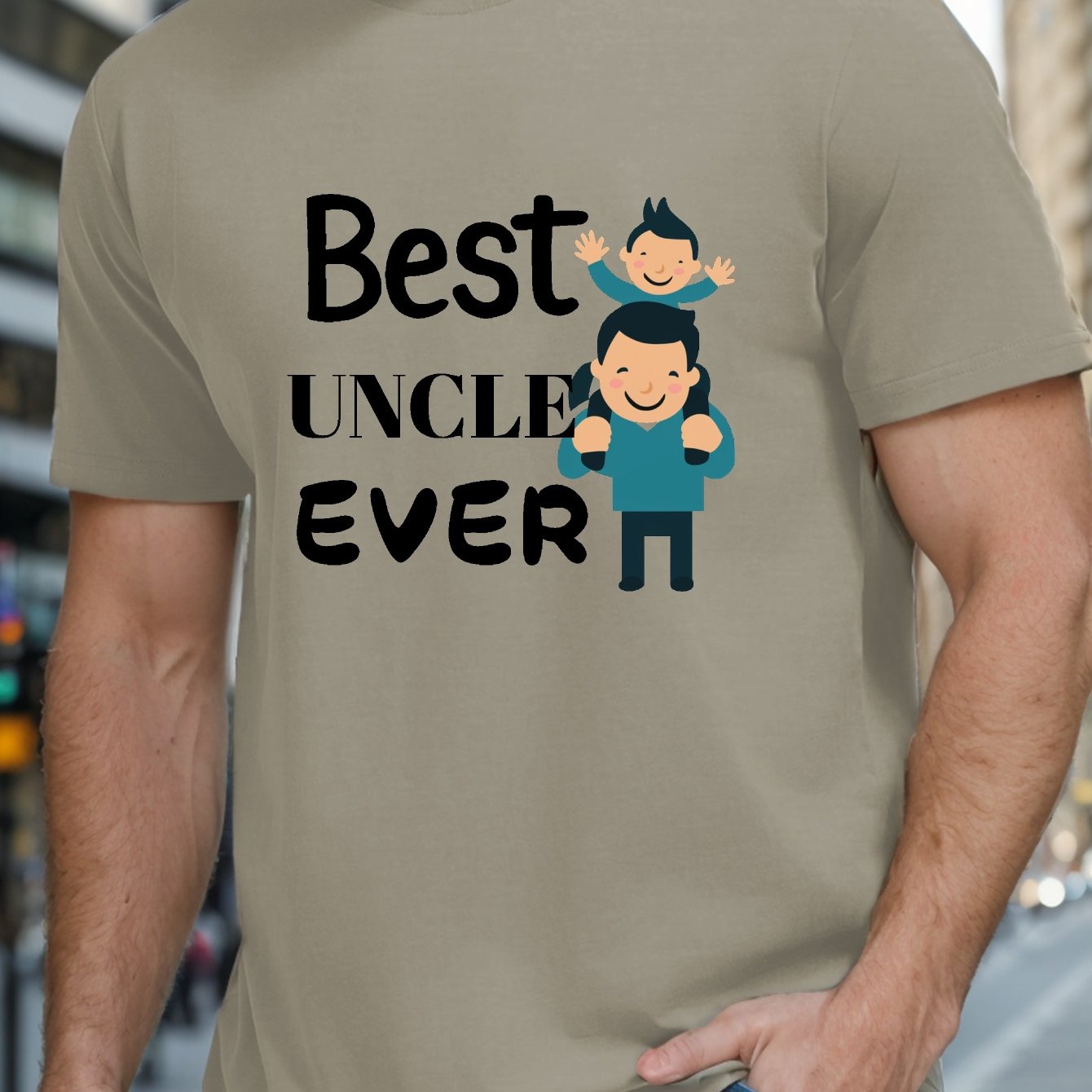 TEMU Best Uncle Ever Print Men's Short Sleeve T-shirt Summer T-shirt Top