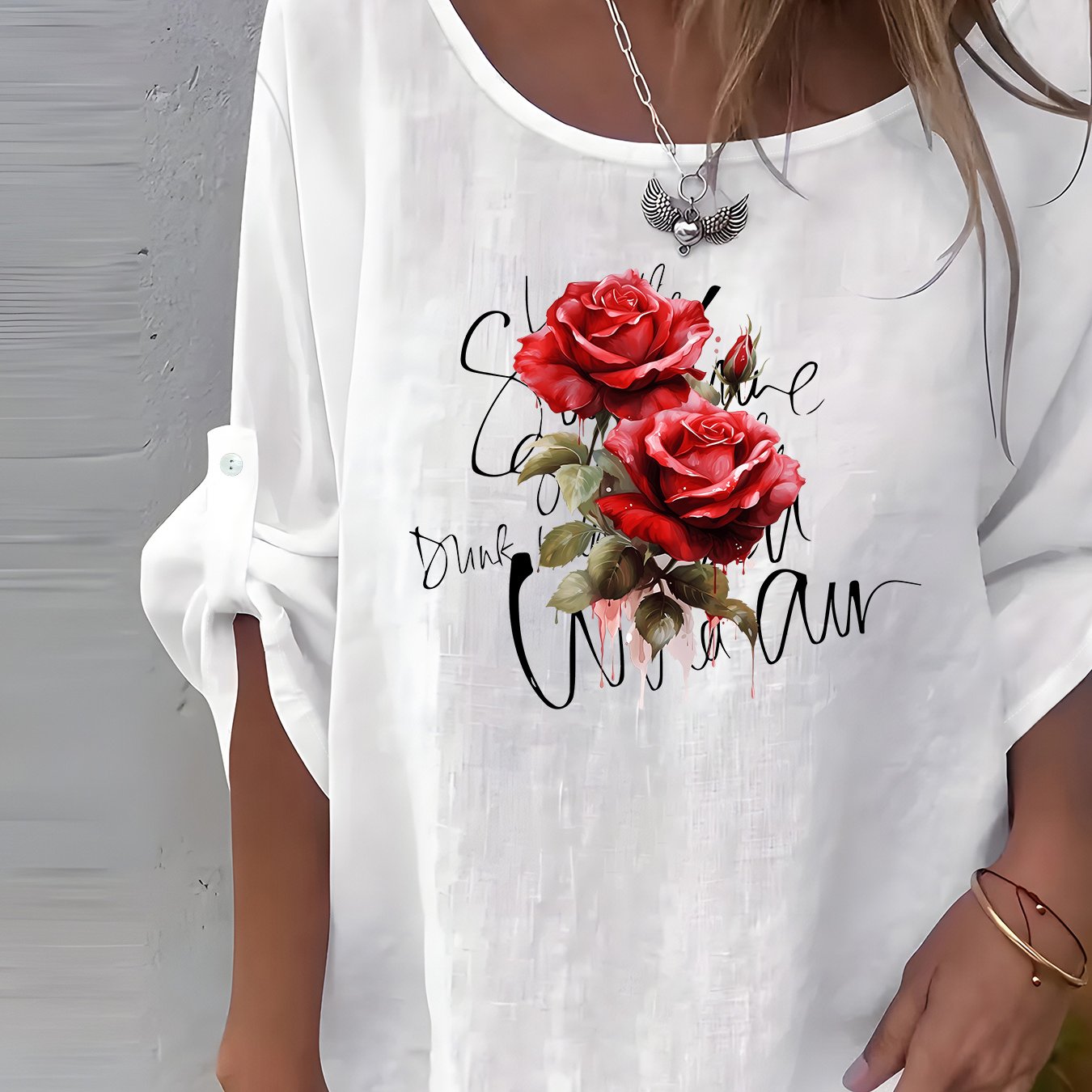 TEMU A Easy Bohemian Floral Print Long-sleeve Shirt For Women From Europe And America, -piece Women's Shirt, Elegant Party Attire, Suitable For :