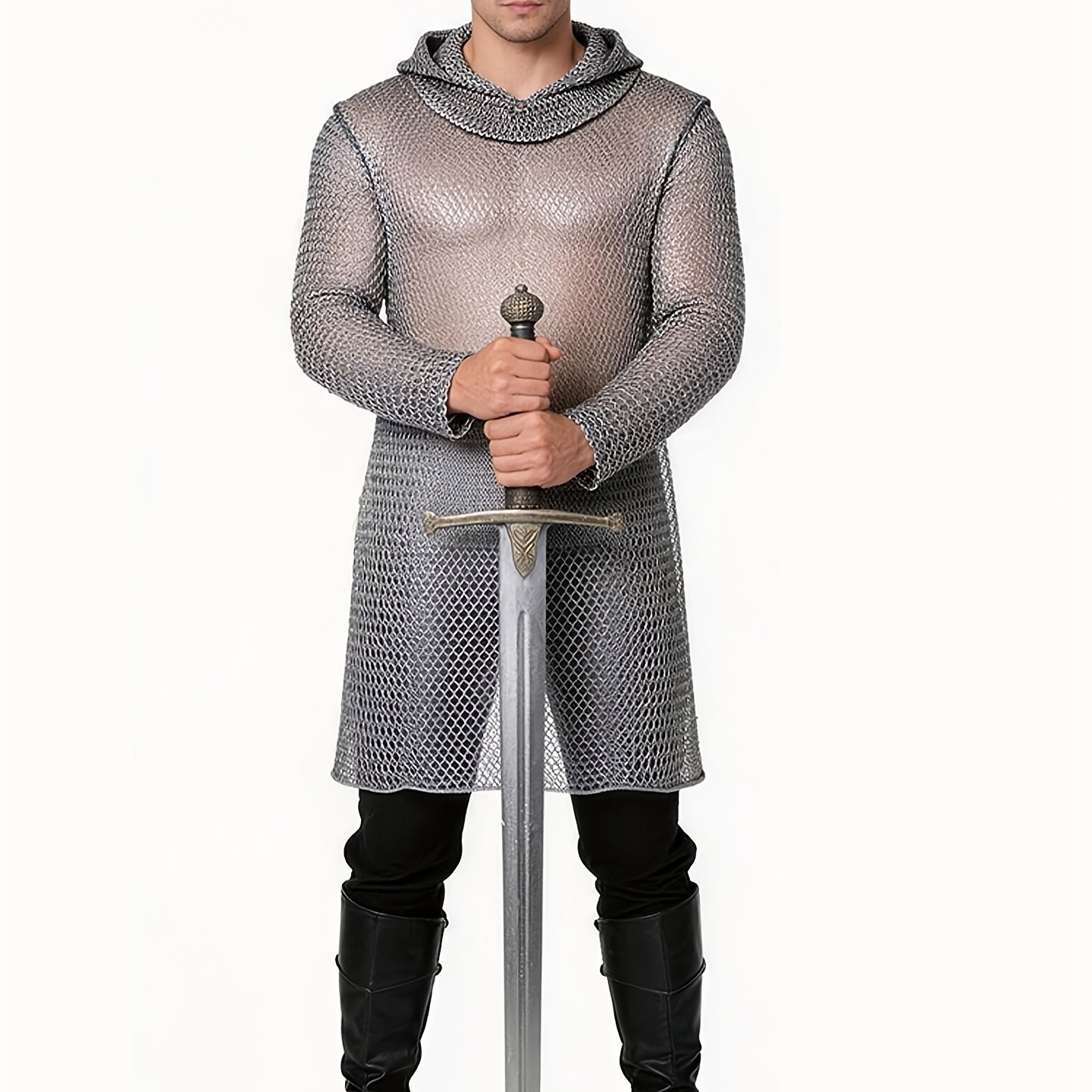 TEMU Halloween Costume: Medieval European Chainmail Long Armor, Designed Specifically For -themed Role-playing. Used As A Prop For Stage Plays,