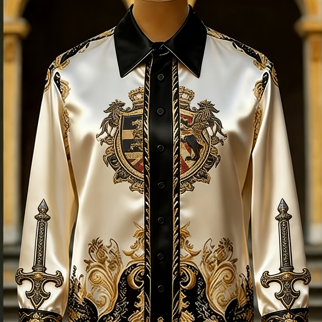 Men's Long-sleeve Floral Shirt, Men's Shirt Street Style And , Turn- Collar Long Sleeves, Comfortable And Casual