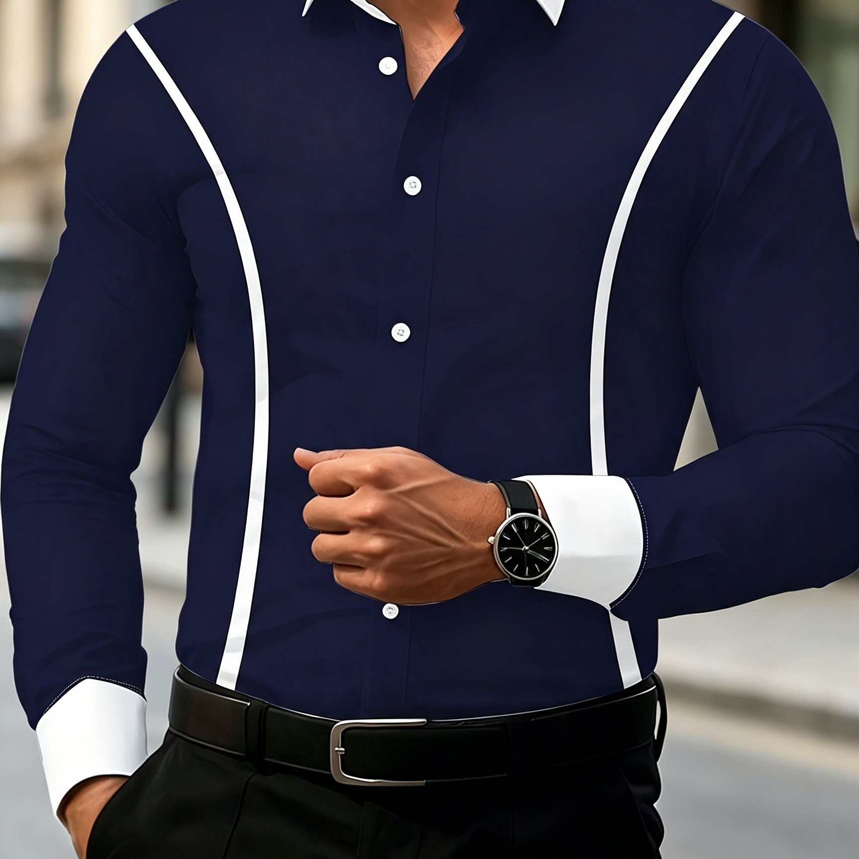 TEMU Printed Design - Non-textured Men's Fashion Long Sleeve Shirt, Trendy And Versatile For , Essential For Fashion- Individuals