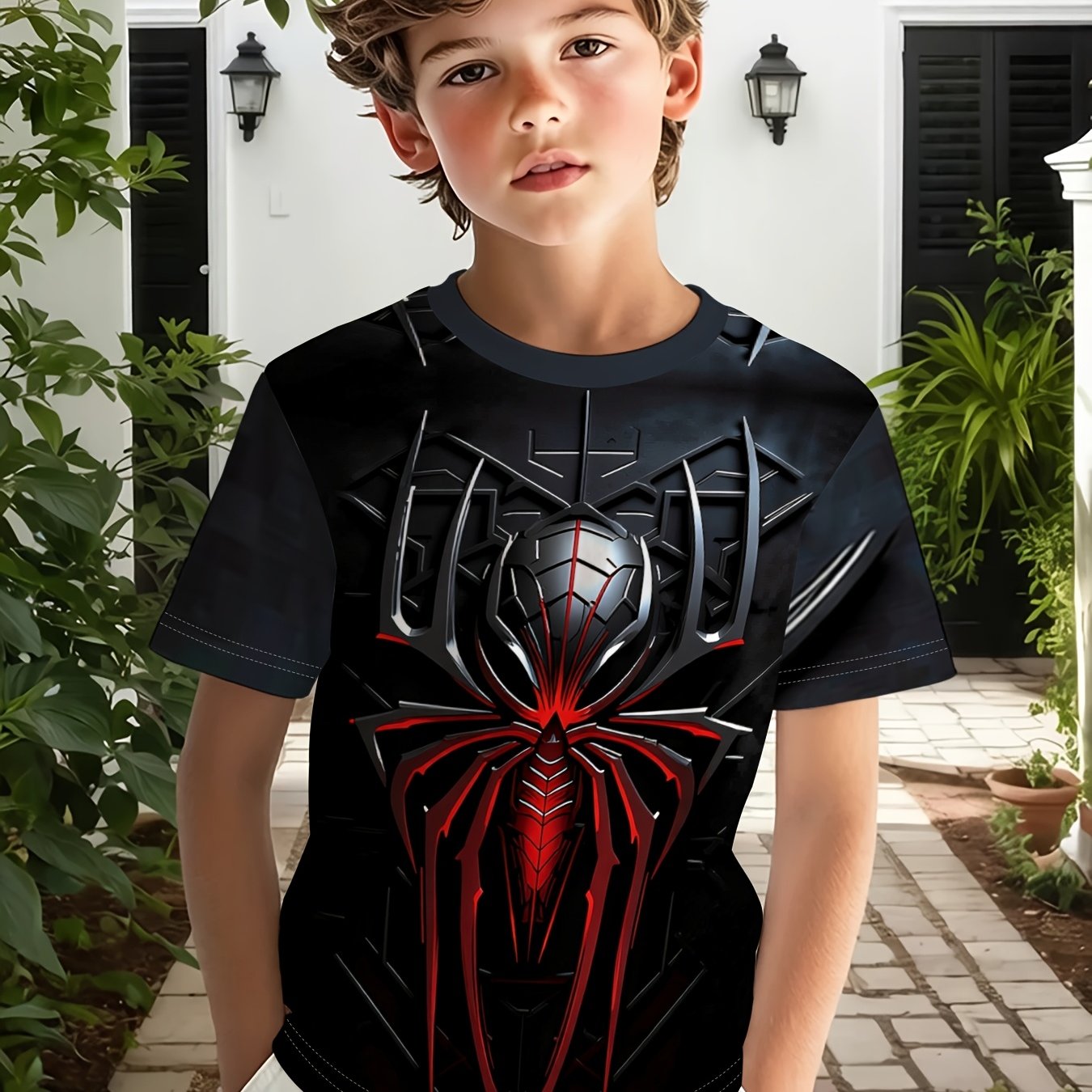 TEMU 1pc Boys' Outdoor Casual Crew Neck Short-sleeve T-shirt Print With Patterns. Made Of Soft And Breathable Fabric, Ideal For Summer Outfits And