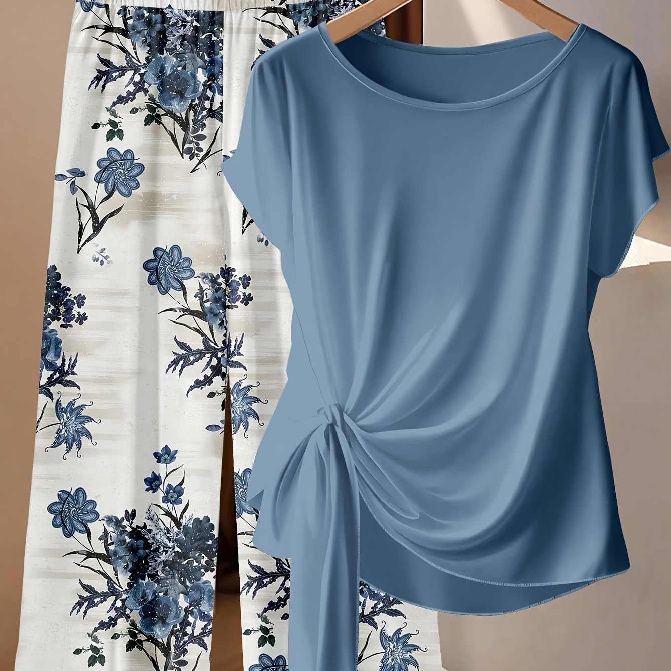 TEMU Women's Fashionable Casual Popular Floral Print Pants Set
