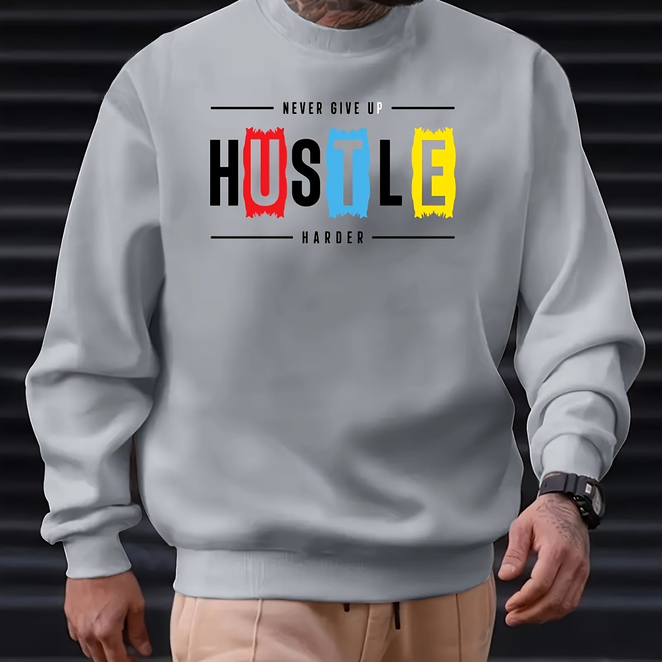 TEMU Print Men's Pullover Round Neck Long Sleeve Sweatshirt Pattern Loose Casual Top For Autumn Winter Men's Clothing As Gifts