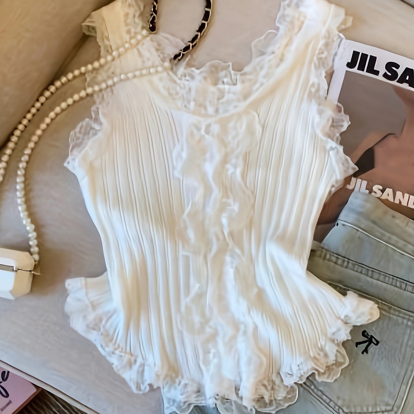 Lace Lace Base Shirt, Camisole Vest, Women's Sleeveless Top With Inner Lining For Effect