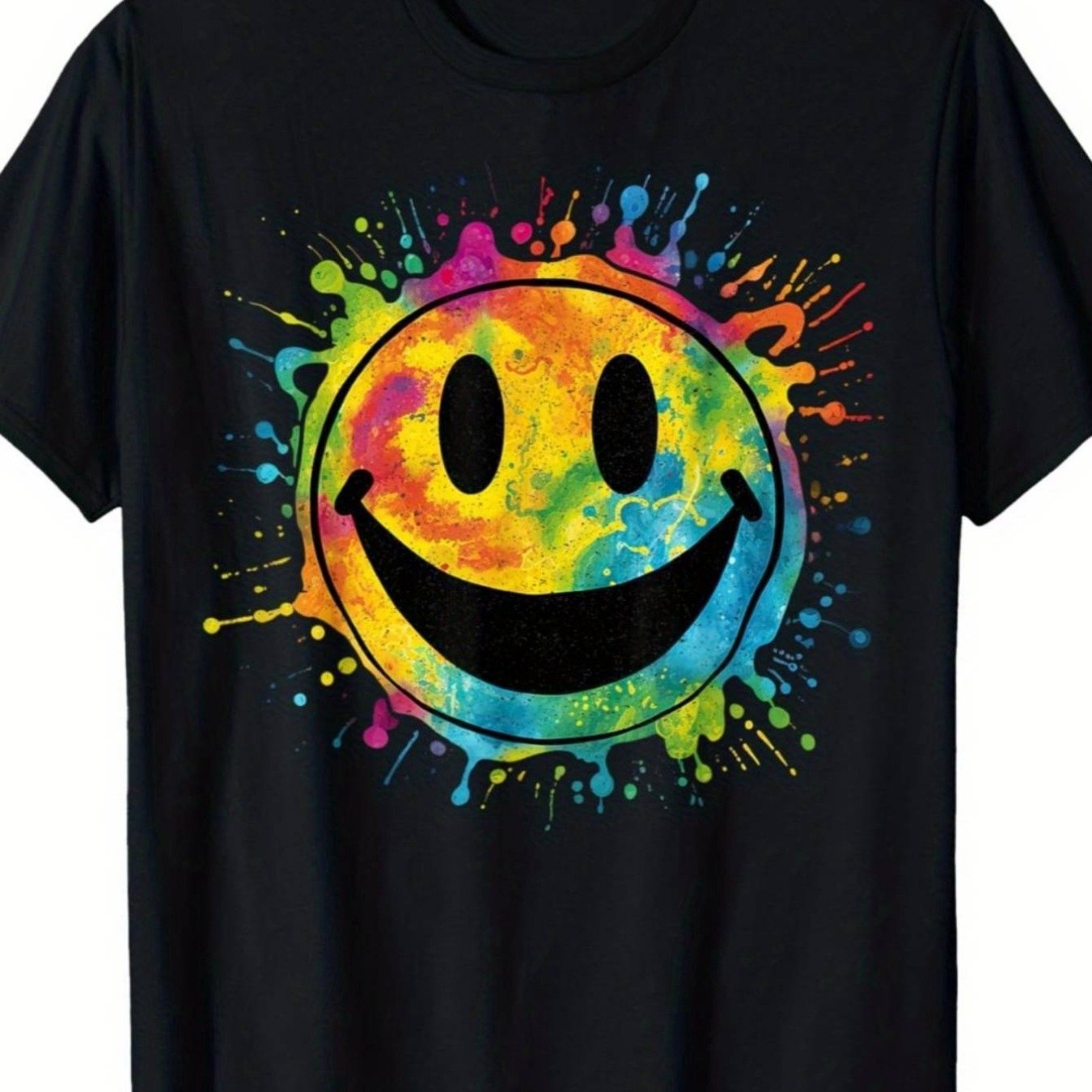 Men's Retro Happy Face T-shirt | 70s Peace , Casual & Sporty Round Neck Tee, , Perfect For Outdoor Activities