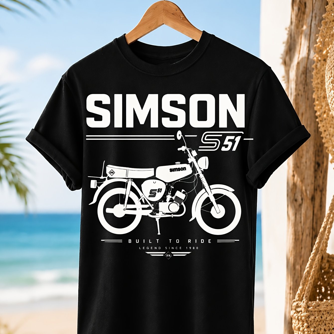 Image of Sim Son S51 Motorcycle Graphic T-shirt And Legend And Vintage Motorbike Tee Unisex All T-shirt