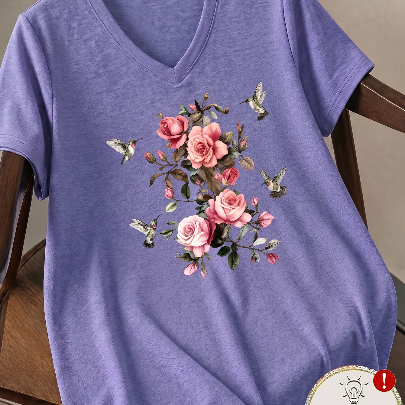 TEMU Plus Size Women's Fashion Western Casual V-neck Short Sleeve T-shirt Loose Style Comfortable Wear Women's Plus Size Clothing