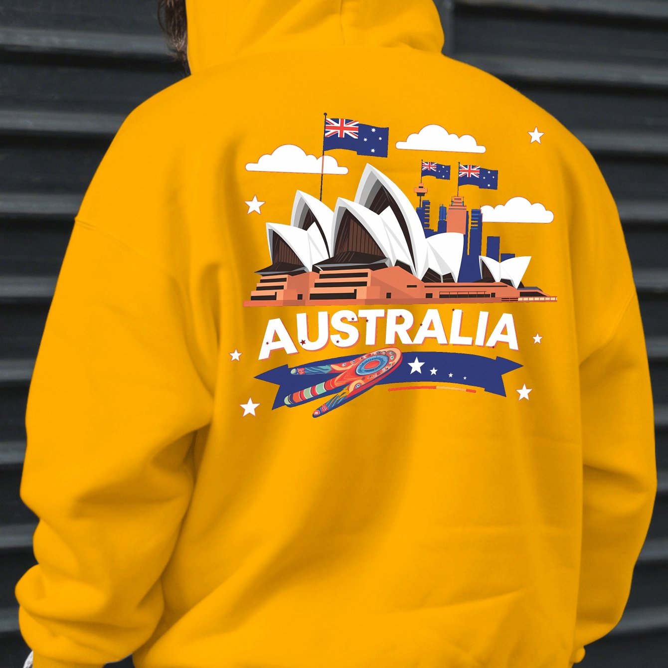 TEMU Australia Men's Hoodie - Style Printed Sweatshirt With "australia" Design, Warm Soft Fabric, Long Sleeve, Regular Fit - Ideal For Outdoor Sports