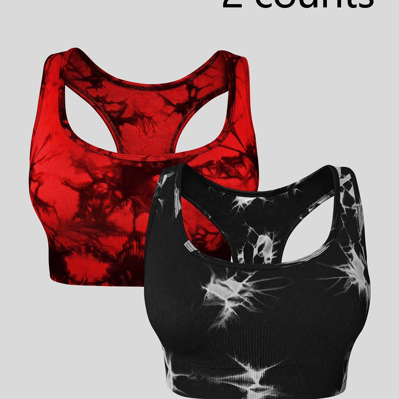 Image of 2pcs Tie-dye Seamless Sports Bra With Padding For Women