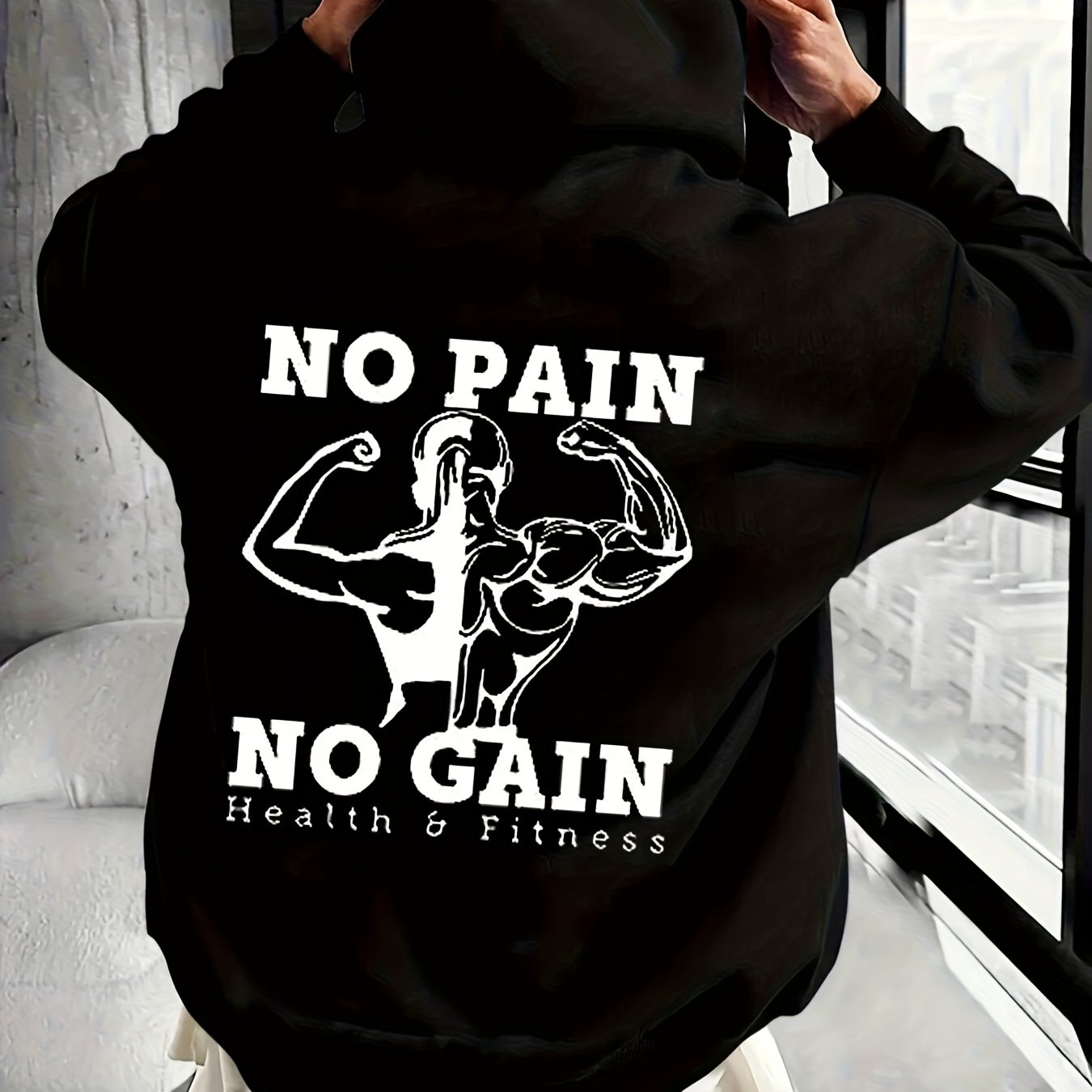 TEMU Men's Autumn/winter Raccoon Print -lined Hooded Sweatshirt, Versatile Sporty Casual Loose Hoodie