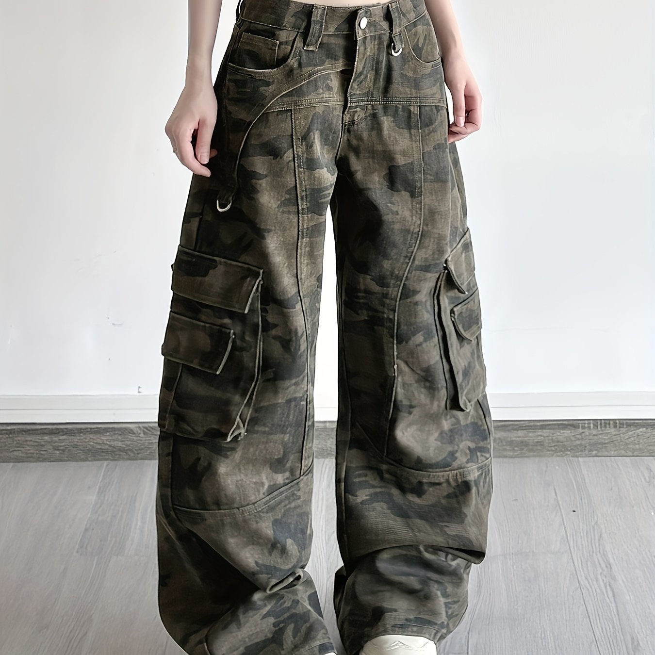 vintage y2k camouflage wide leg jeans style - Temu Oman
