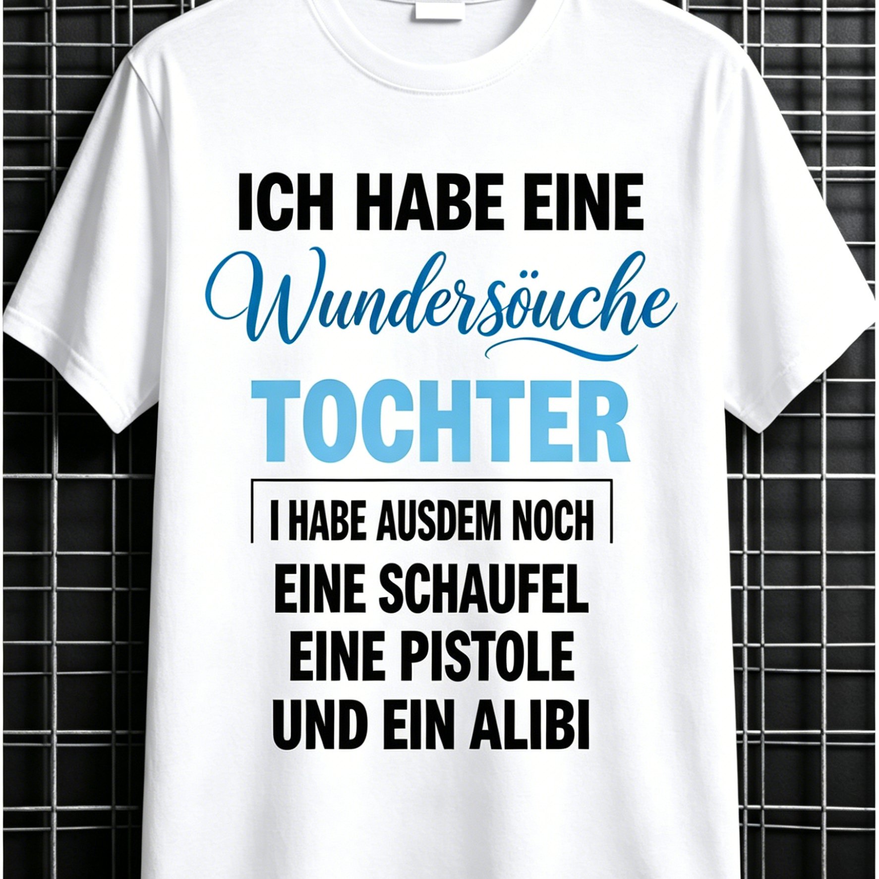 Image of Black T Shirt With German Text Have A Wonderful Daughter A Shovel A Pistol And An For Casual Wear