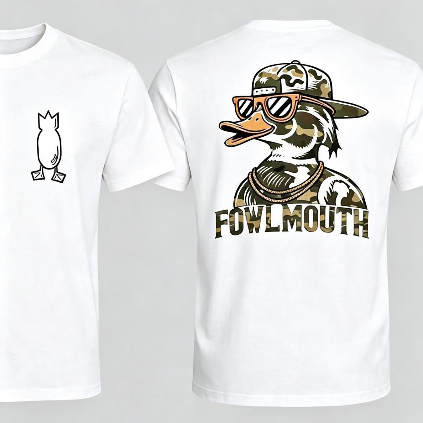 017 Double Graphic Men's Wide-neck Duck , Old-school Duck Hunter Graphic, Vintage Street Style Gift, Suitable For Summer/autumn , Bird Hunting, & Outdoor Wear