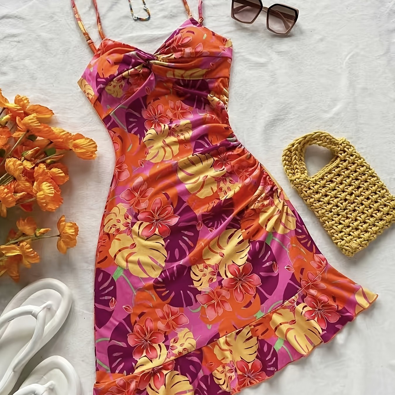 TEMU New Women's Fashion Printed Camisole Dress, Elegant Women's Dress