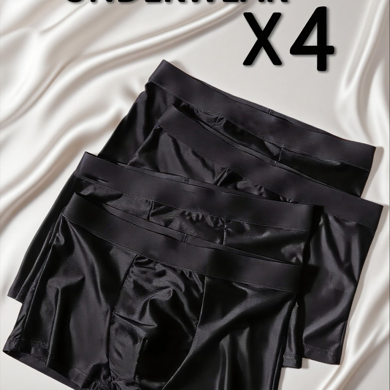 E-shop 4er-Pack Herren Stoff Flache Slips - Ultraleichte, atmungsaktive, mittel-elastische, einfarbige Shorts, geeignet für Freizeitkleidung,