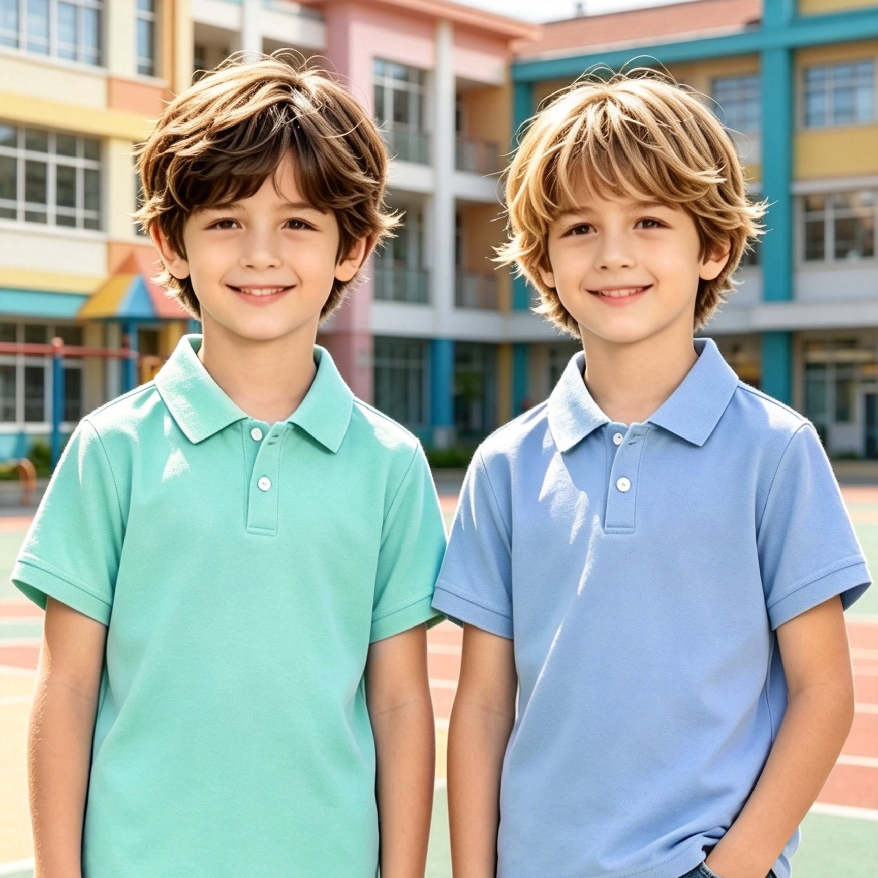 2pcs Set Spring Summer Shirts Medium To Large Children Boys And Girls Baby Same Style Solid Color Loose T-shirt Top Preppy Style Collar Short Sleeve Outdoor Casual Fashion Top, Back To School