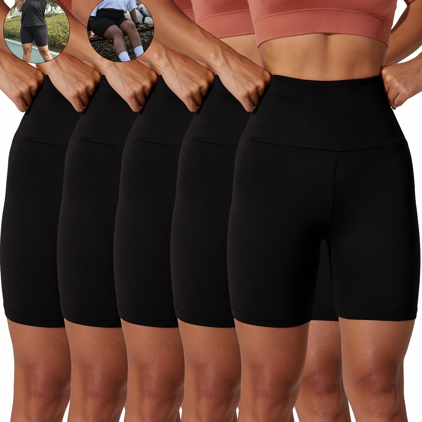 5 Size Biker Shorts For Women, High Waisted Super Soft No See Through Workout Yoga Athletic Shorts