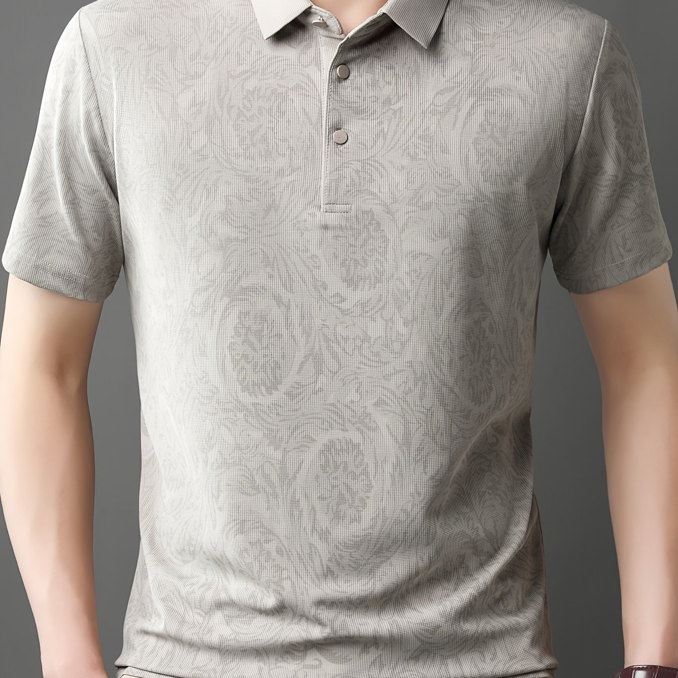 TEMU [] Men's Short Sleeve T-shirt Lapel Geometric Shirt