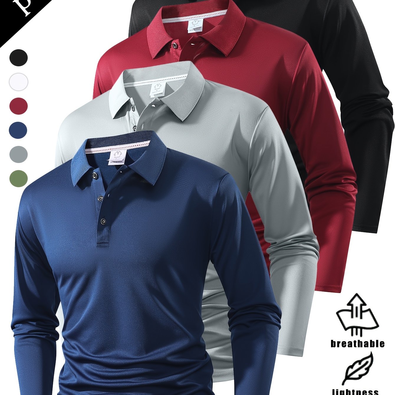 TEMU Ensemble pièces tendance printemps-automne pour homme, comprenant un haut POLO à col et manches longues, mode, facile et polyvalent, couleur