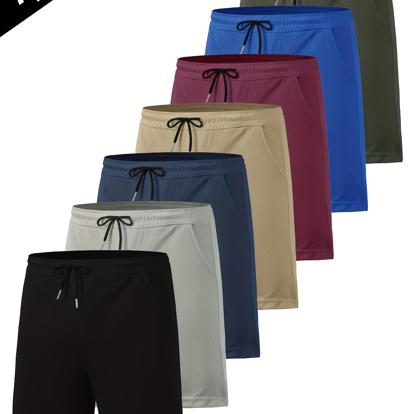 Set Of 7 Men's Summer Shorts - Made From Breathable Polyester, Quick-dry Shorts Are Ideal For Outdoor Leisure Activities, Running, And Hiking. A Great Gift For