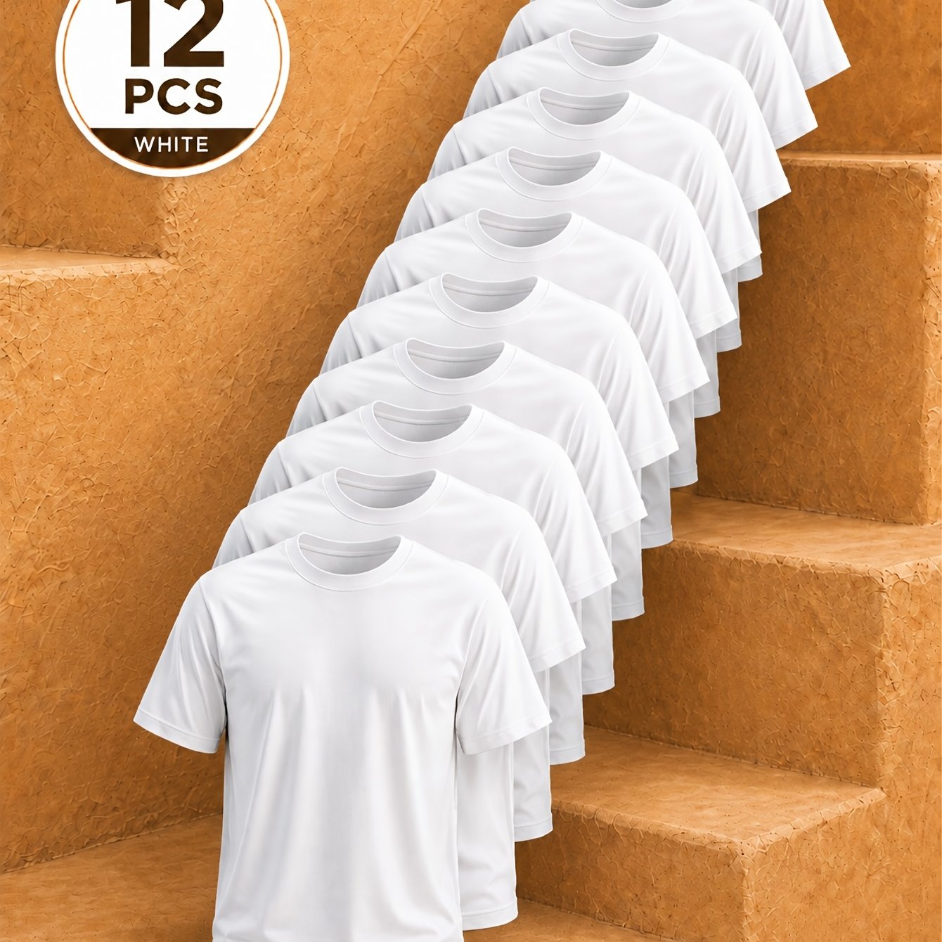 TEMU 12pcs Men's Sports T-shirts, Made Of Breathable Stretch Fabric With Short Sleeves And Neck Design. Suitable For Running, Fitness, And Casual