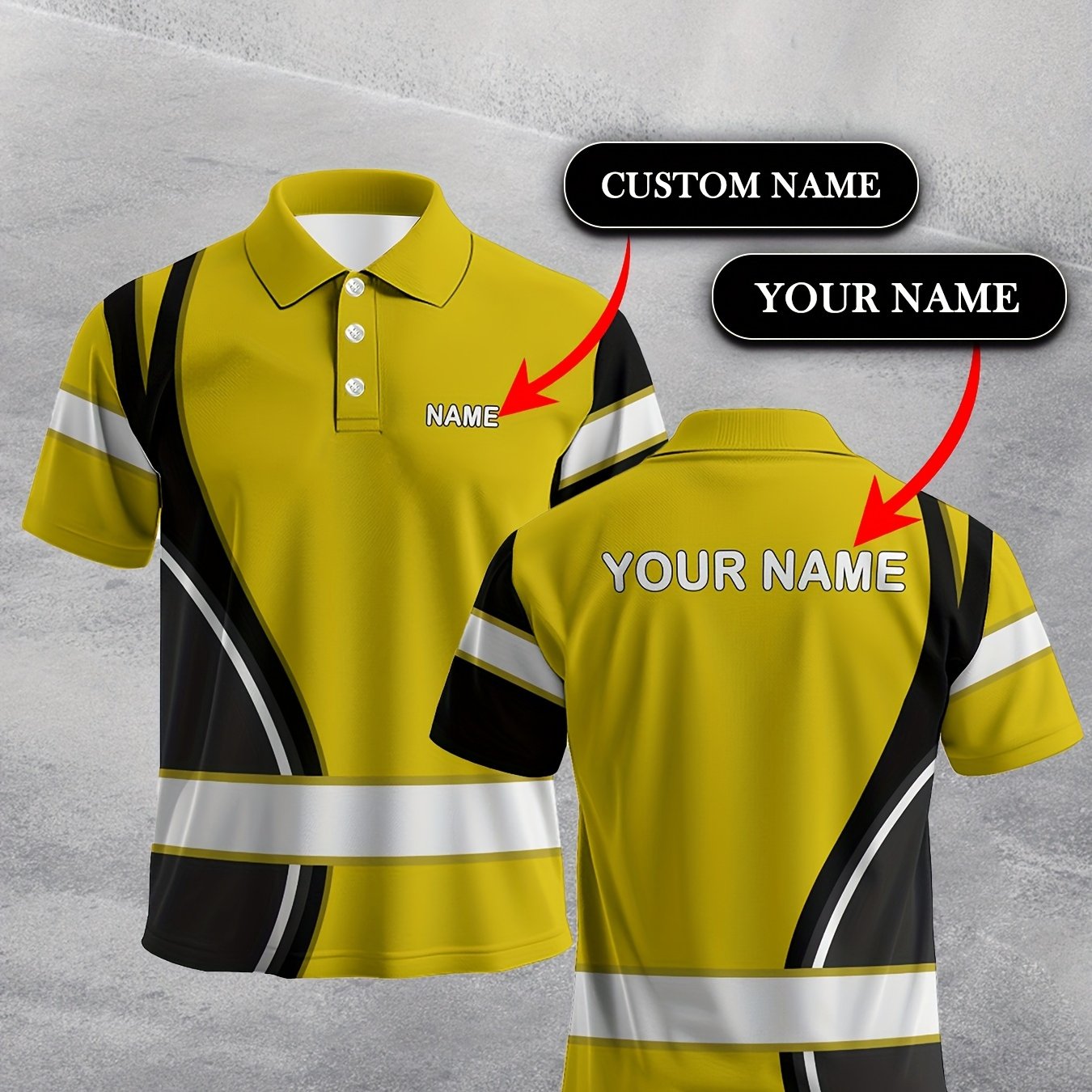 TEMU Customizable Men's Summer Short-sleeve Shirt - 3d Print, Personalized Text, Breathable Collar Suitable For Work Or Casual Sports Daily Wear,