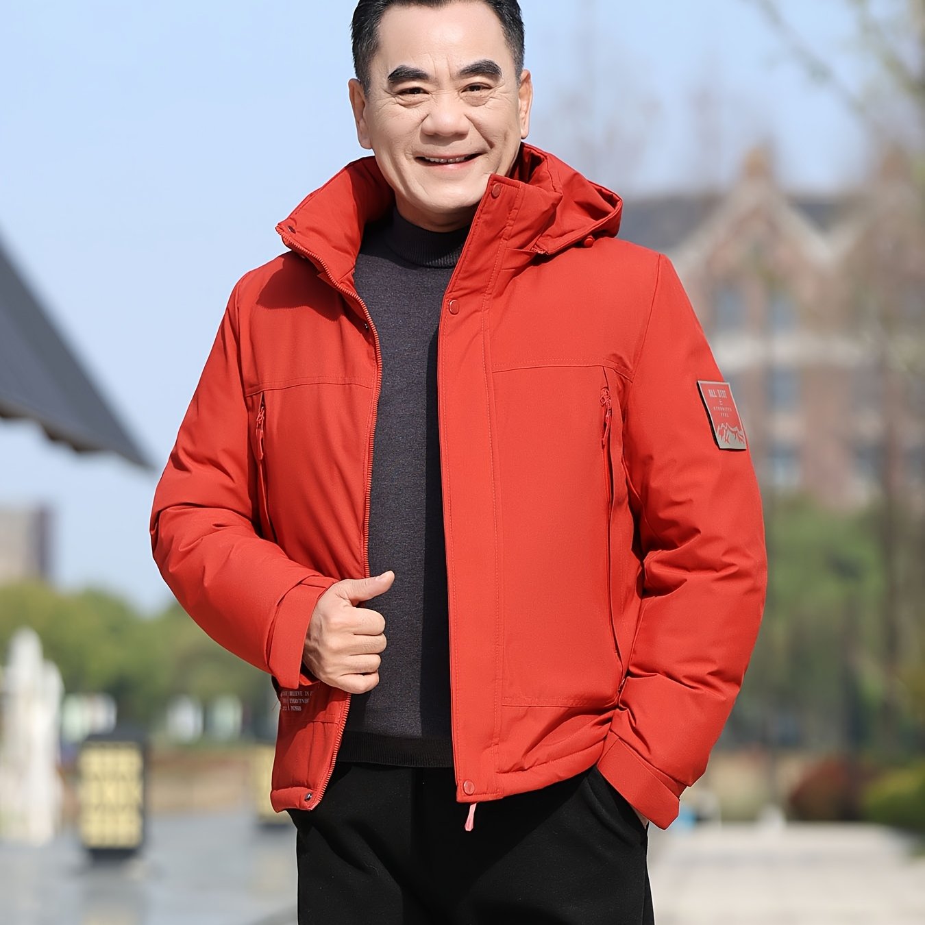 Men's Thickened Winter Ski Jacket, Casual Outdoor Windbreaker