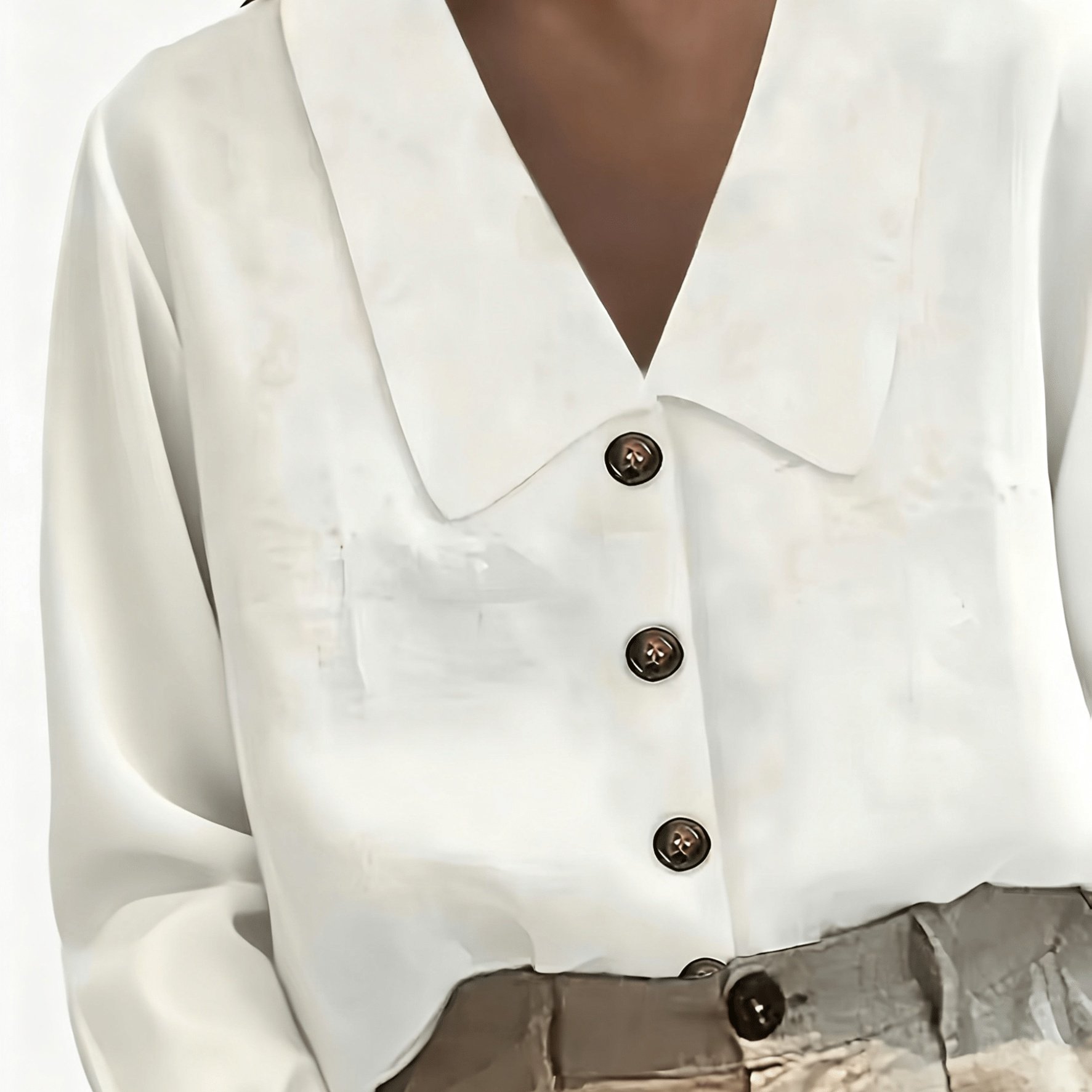 Spring/autumn Fashion New Solid V-neck Single--shoulder Long Sleeve Shirt Women