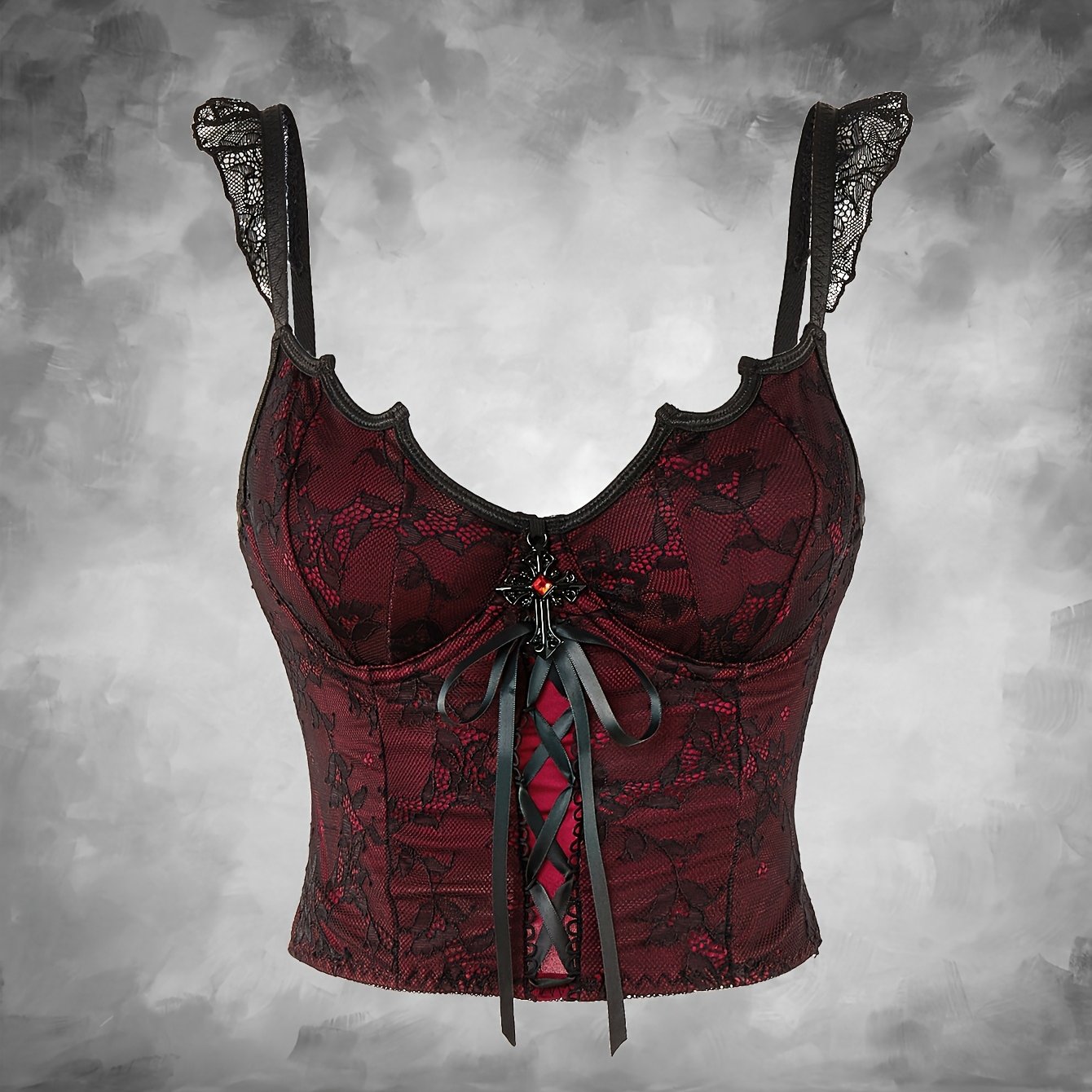 TEMU Gothic Aesthetic Color-block Women's Cami Top, Suitable For Layering Inner Wear Or Independent Outer Wear