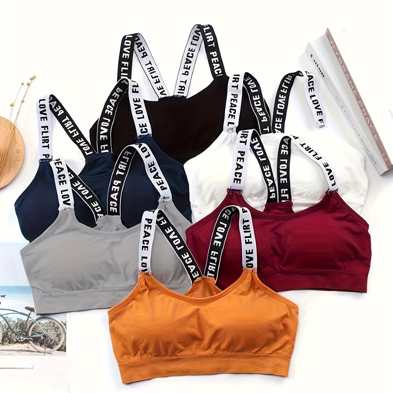 TEMU 6pcs Spring/summer Backless Sports Bras For Women, Seamless Small Bust Push-up Camisole Tube Tops, Yoga Tank Tops